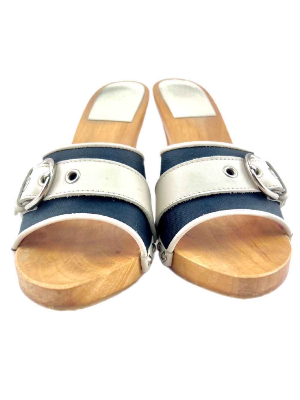 COACH Navy and White Wood Heel Mule Y2K - 7.5 M - Picture 10 of 12